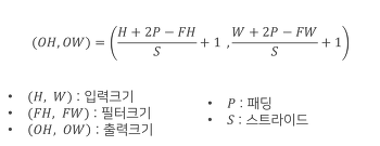 Convolution 출력 size 계산 공식